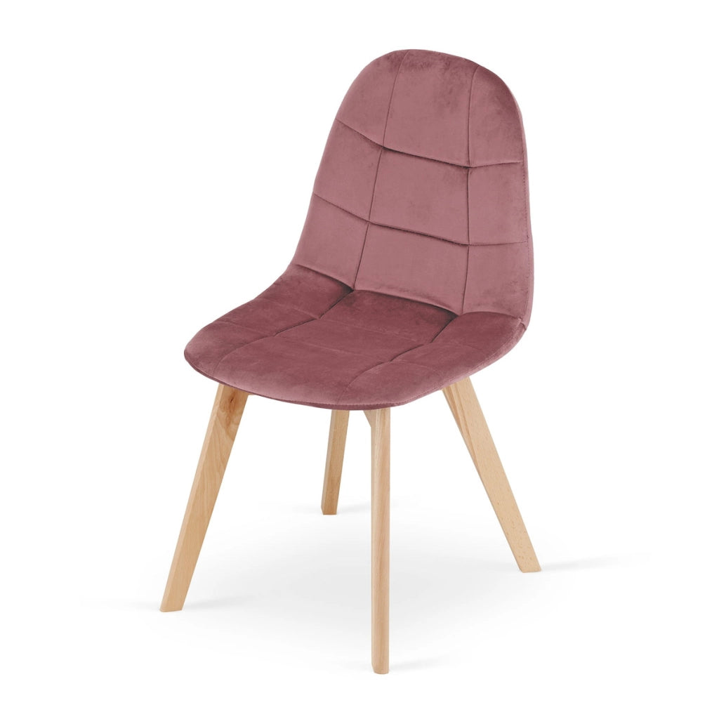 Set di 2 sedie Bora in velluto rosa antico e legno