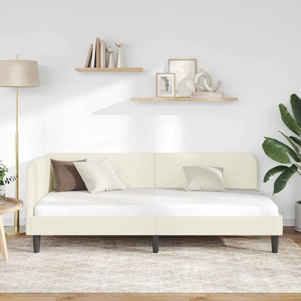 Cornice del letto ad angolo Crema 100 x 200 cm Velluto