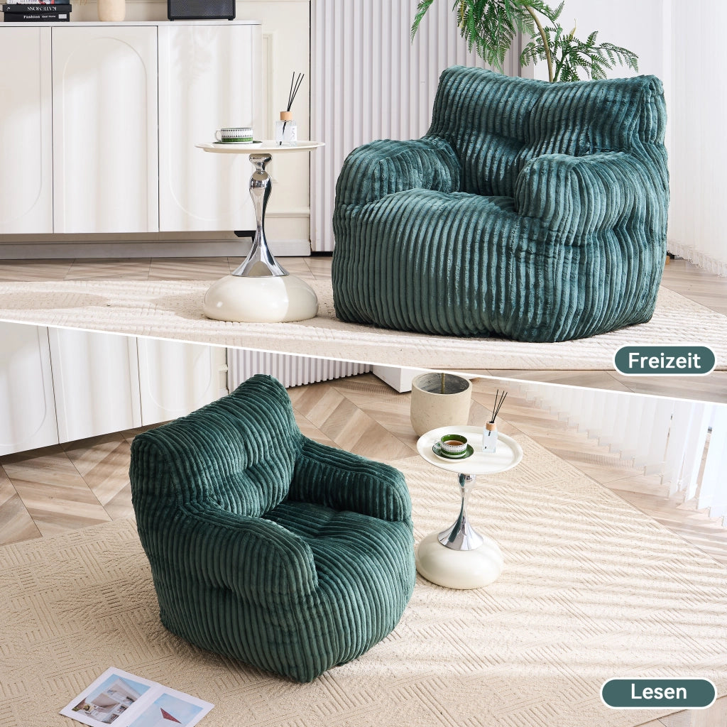 Pouf Sacco Imbottito in Tessuto a Coste ¨C MINIMAL ¨C Verde