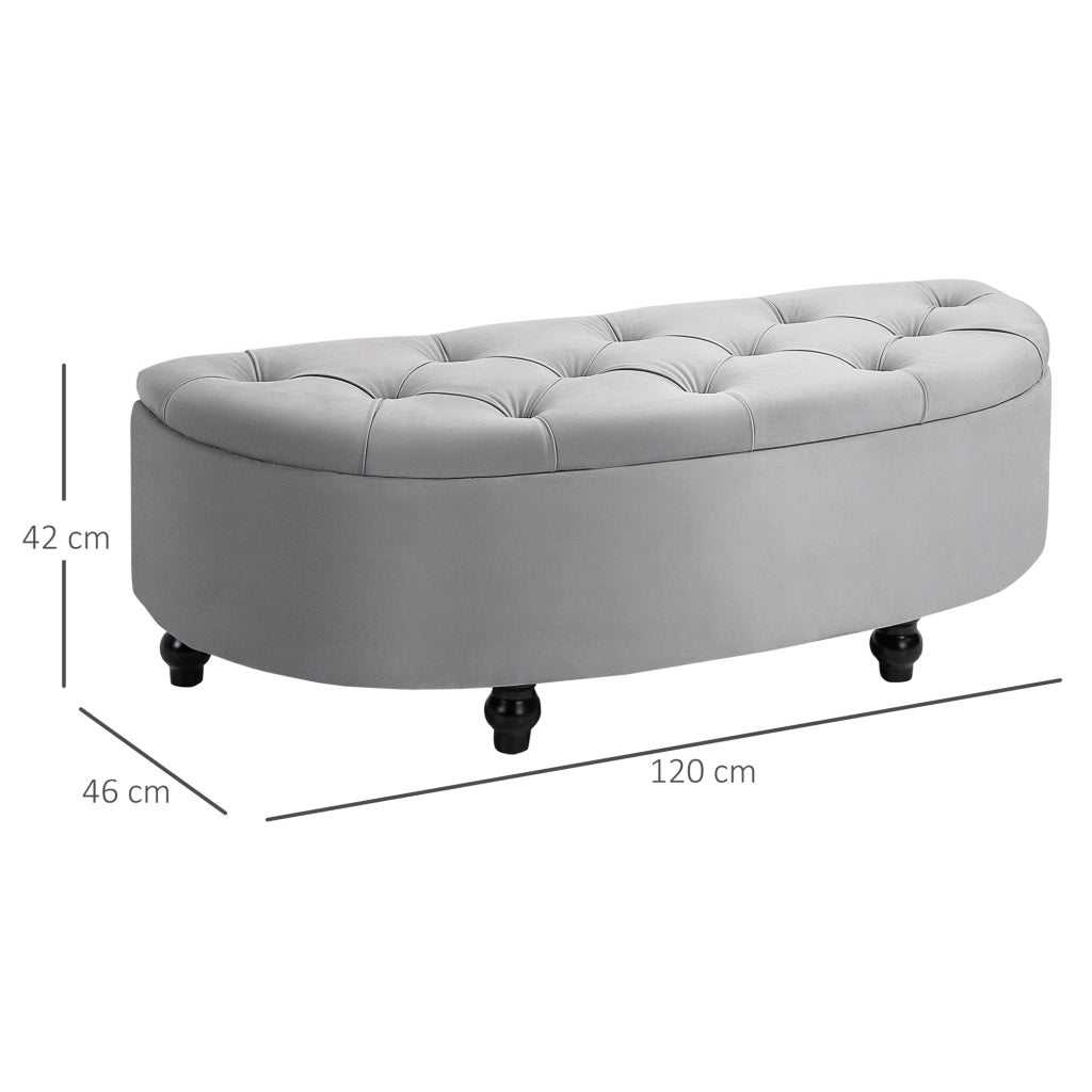 Pouf contenitore capitonn¨¦ velluto ¨C Minimal ¨C grigio 120x46x42 cm