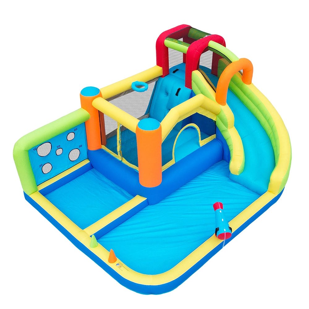 Parco giochi per bambini-Xylo-Ventilatore 450W + Acquatici + Basket trampolino + Arrampicata + Lanci