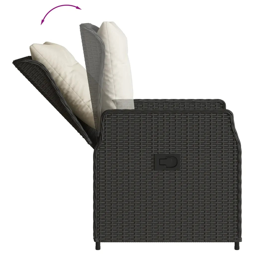 Set da Pranzo da Giardino 9 pz con Cuscini Nero in Polyrattan 3262839