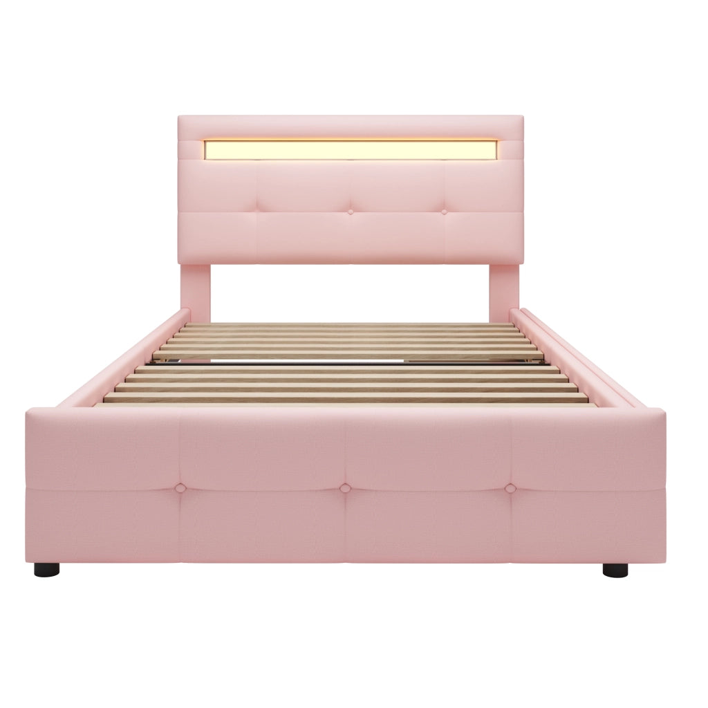 letto imbottito lino rosa 90 x 200 cm
