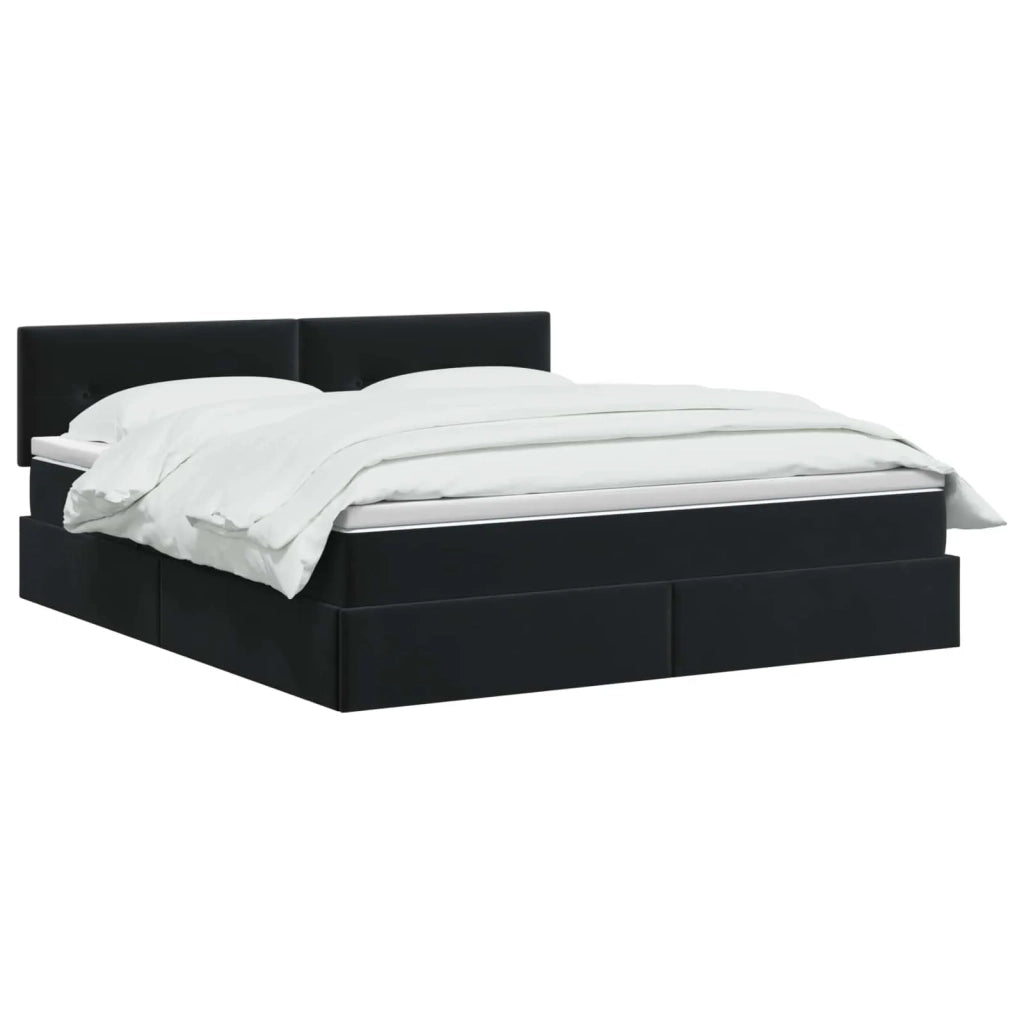 Letto con Contenitore con testiera Nero 160 x 200 cm Velluto 3458819
