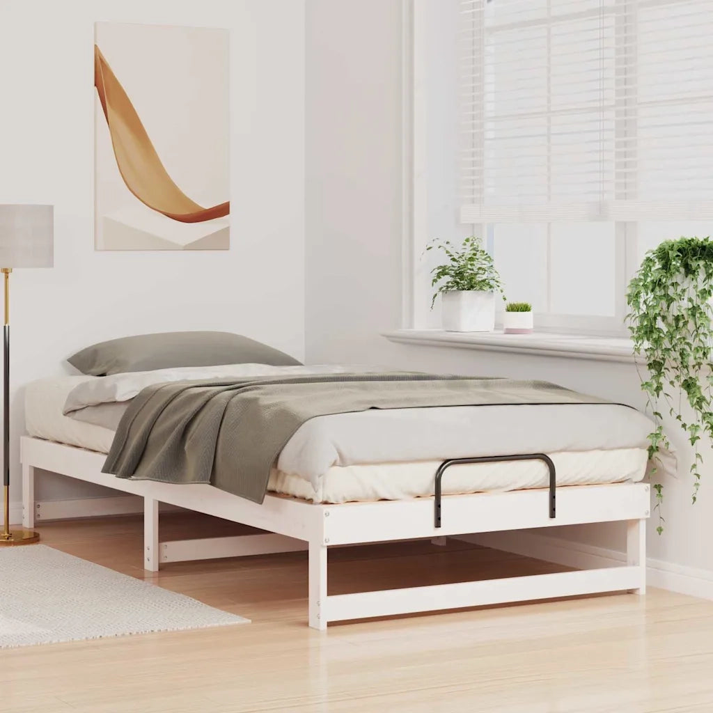 Struttura del letto Bianco 100 x 210 cm Pino massello 873164