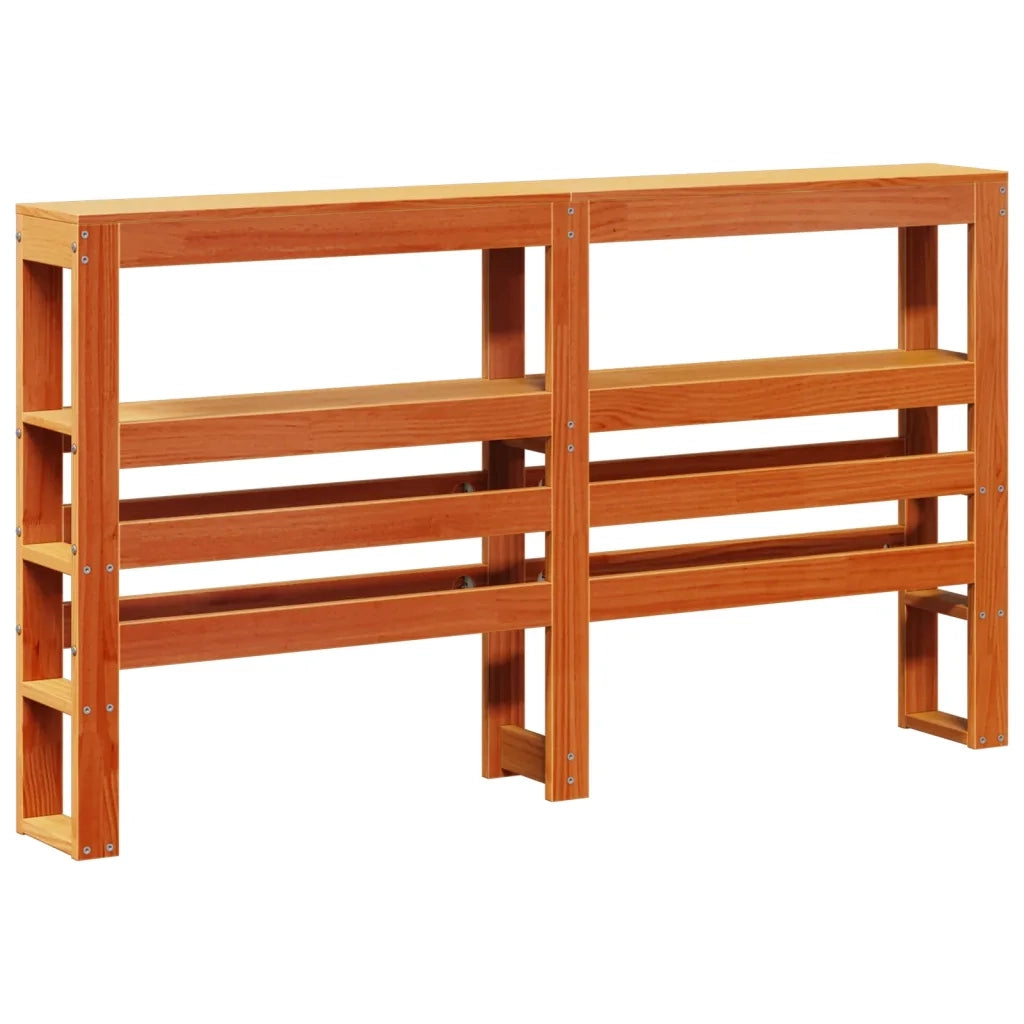 Testiera con Ripiani Marrone Cera 120 cm Legno Massello di Pino