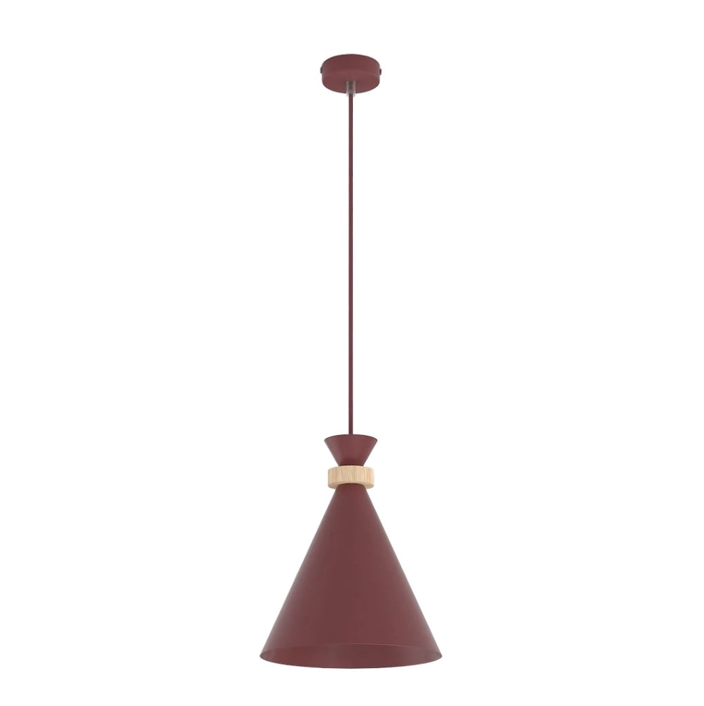 Lampada sospesa ZERO Emibig bordeaux legno 1xE27