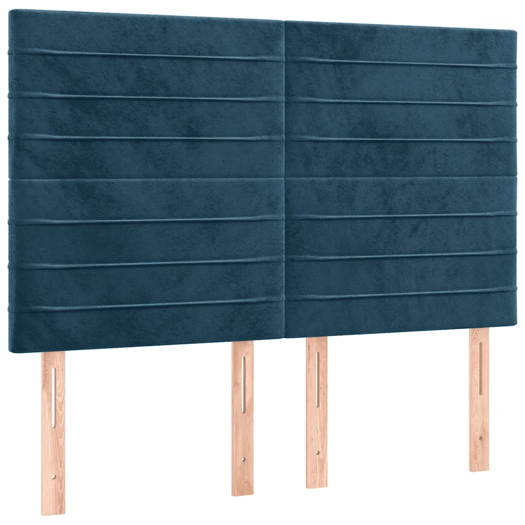 Letto a Molle con Materasso e LED Blu Scuro 140x190 cm