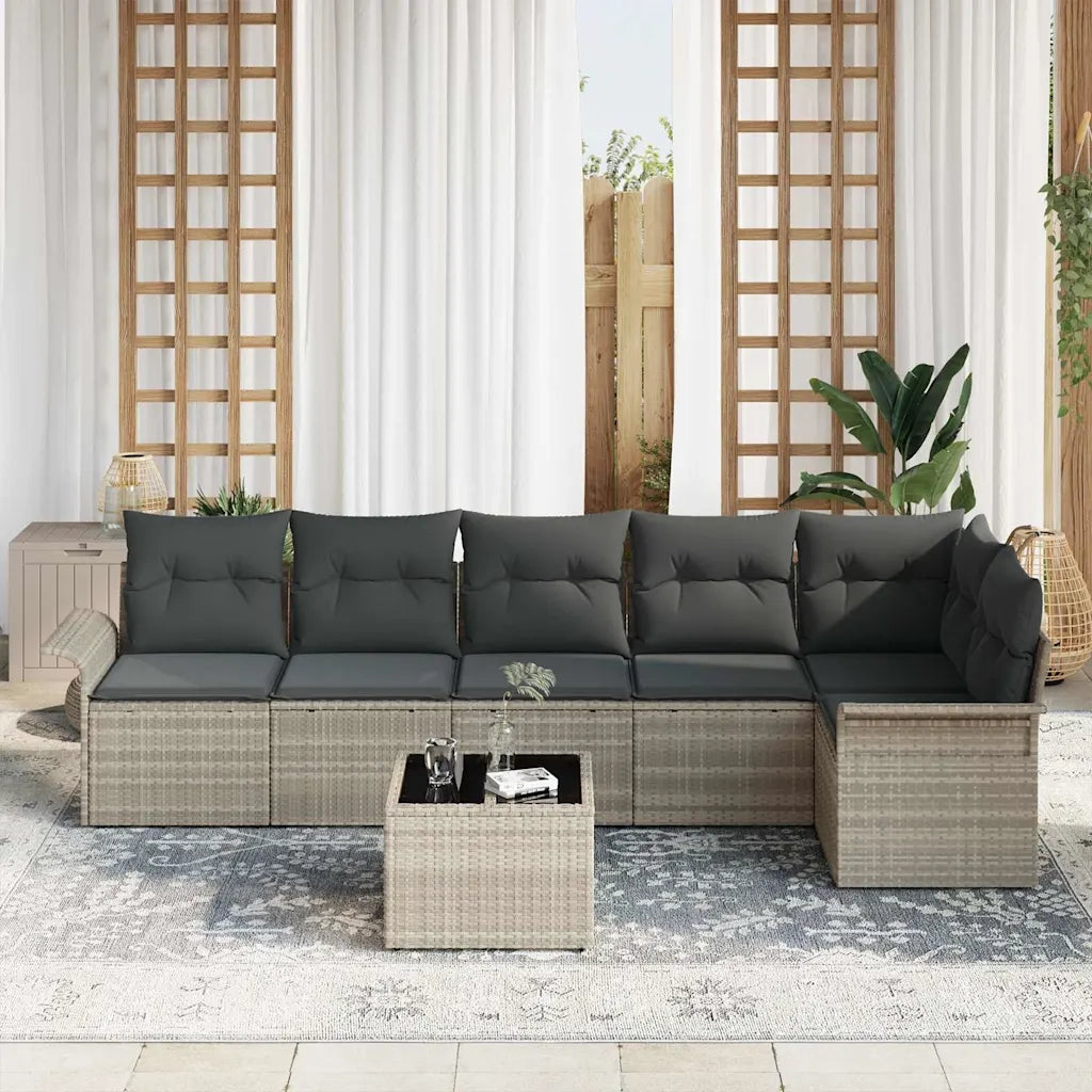 Set Divano da Giardino 7 pcs Grigio chiaro polyrattan 3345392