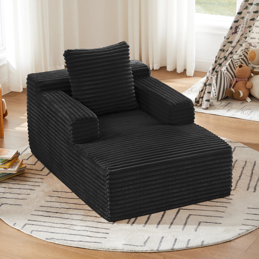 Chaise longue relax convertibile - uso poltrona e letto - in velluto a coste - nero