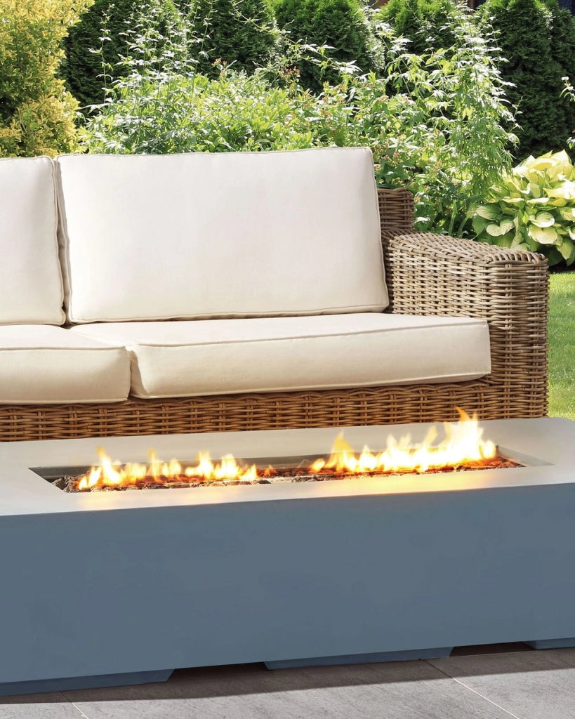 Stufa da esterno a propano grigio 143 x 71 cm con braciere rettangolare