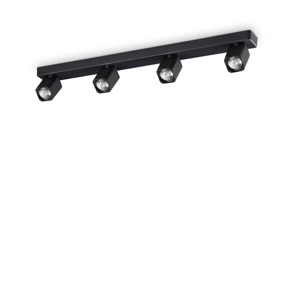 Spot Contemporaneo Rudy Alluminio Nero 4 Luci Gu10 35W 3000K Ip20