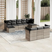 Set Divano Giardino 10 pz con Cuscini Grigio Chiaro Polyrattan 3250171