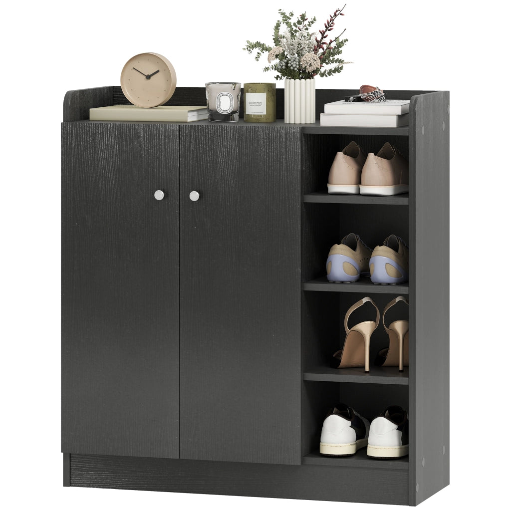 Scarpiera 2 Ante Stretto con Ripiani Ajustables ¨C Minimal ¨C 83x30x90 cm Nero