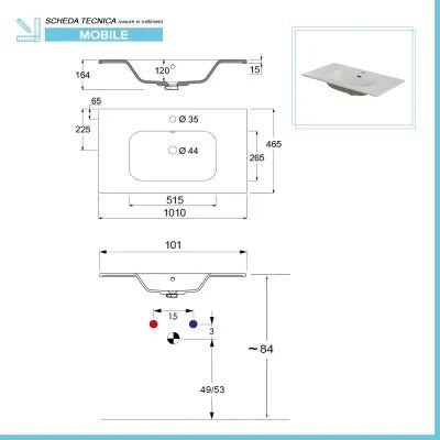 Mobile Bagno da terra 100 cm in rovere scuro con specchio e lavabo Way