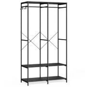 Armadio portatile per vestiti ripiani pieghevoli in metallo con asta e gancio rimovibile 40 x 945 x 180 cm nero 12_0004045