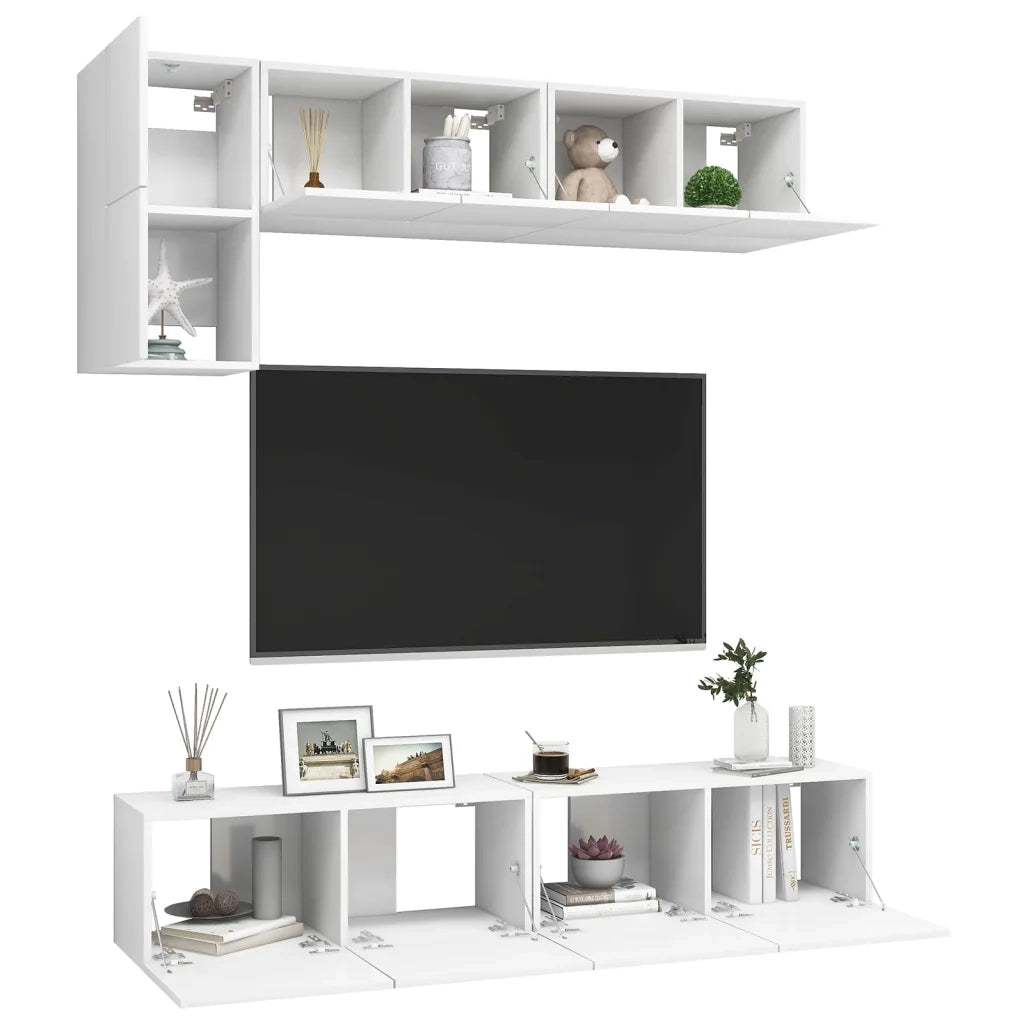 Set di Mobili Porta TV 5 pz Bianco in Legno Multistrato 3078693