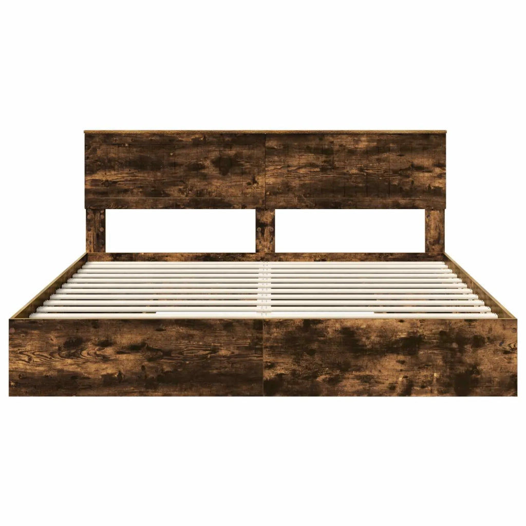 Letto con Contenitore con testiera-Struttura Letto con contenitore Rovere fum¨¦ 180 x 200 cm 311133