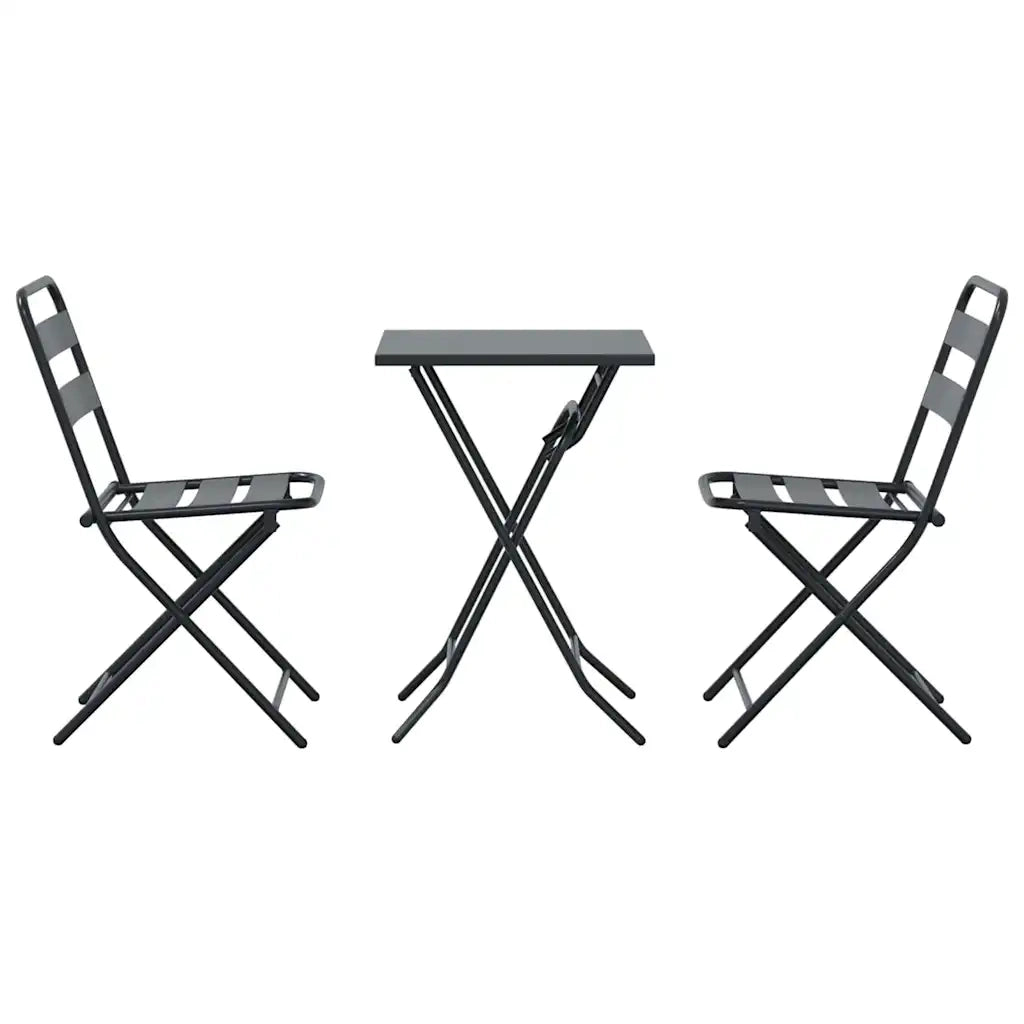Set Bistro da Giardino 3 pcs Antracite Acciaio