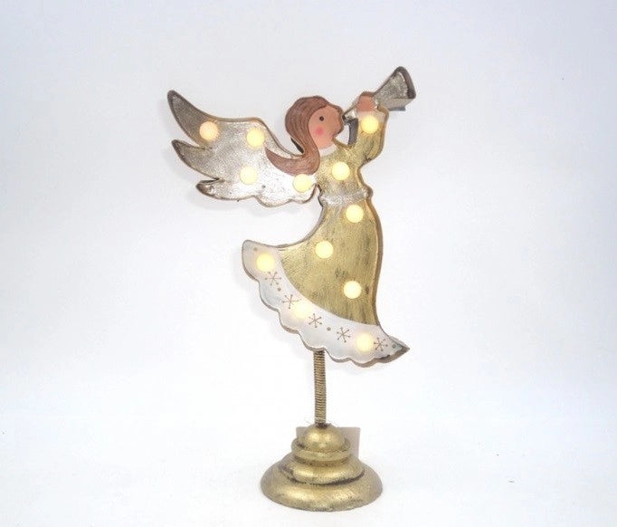 Decorazione Addobbi Natalizi Natale Forma di Angelo con Luce 23 cm