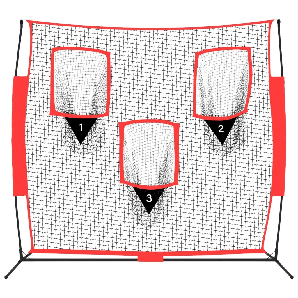 Rete Baseball Portatile Nera e Rossa 183x105x183 cm Poliestere 93747