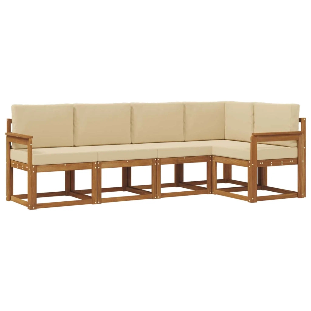 Set di divani da esterno con cuscino 5 pcs Naturale e Beige 3366386