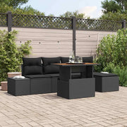 Set Divano da Giardino con archiviazione 6 pcs Nero Poly Rattan