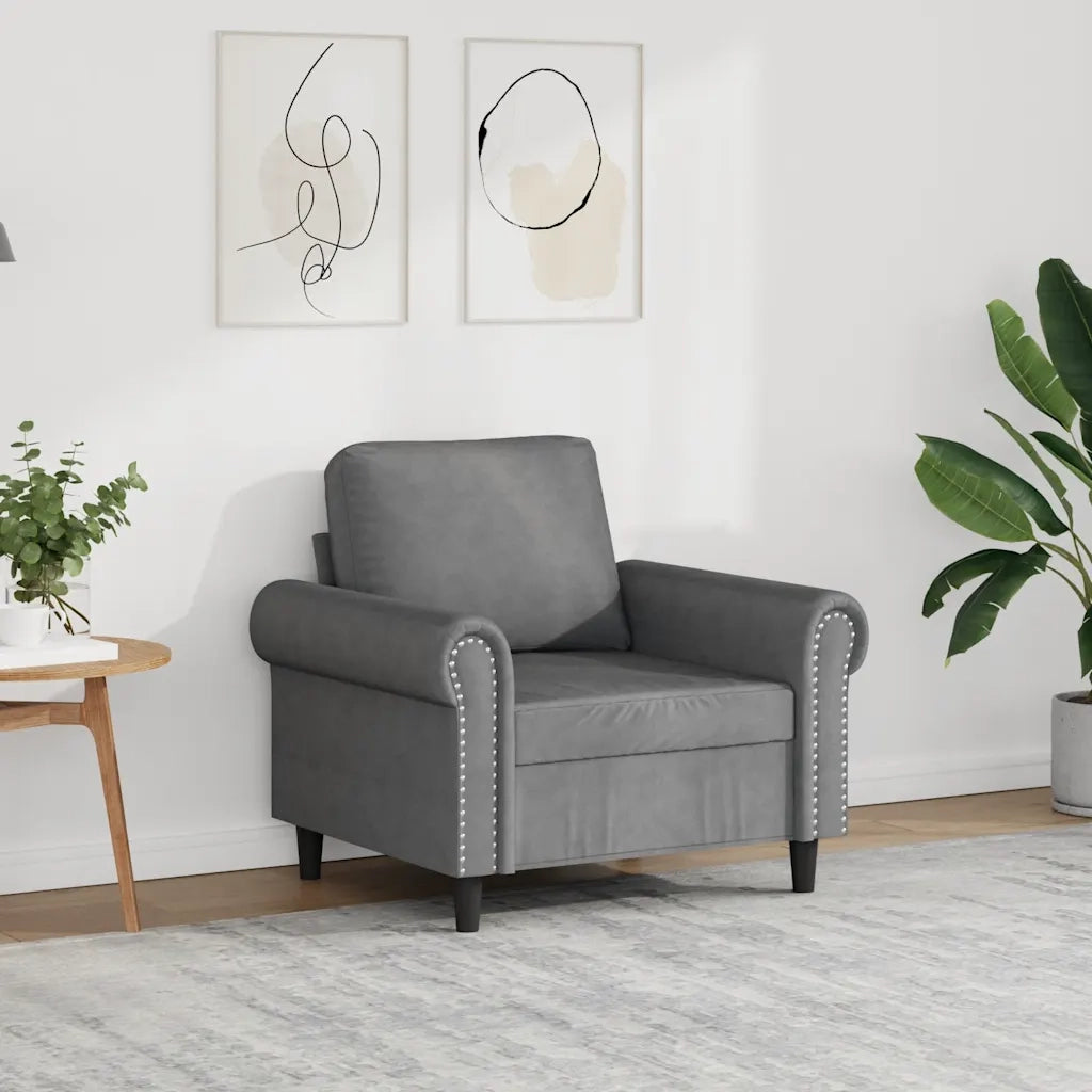 Poltrona Grigio Scuro 60 cm Velluto 359510
