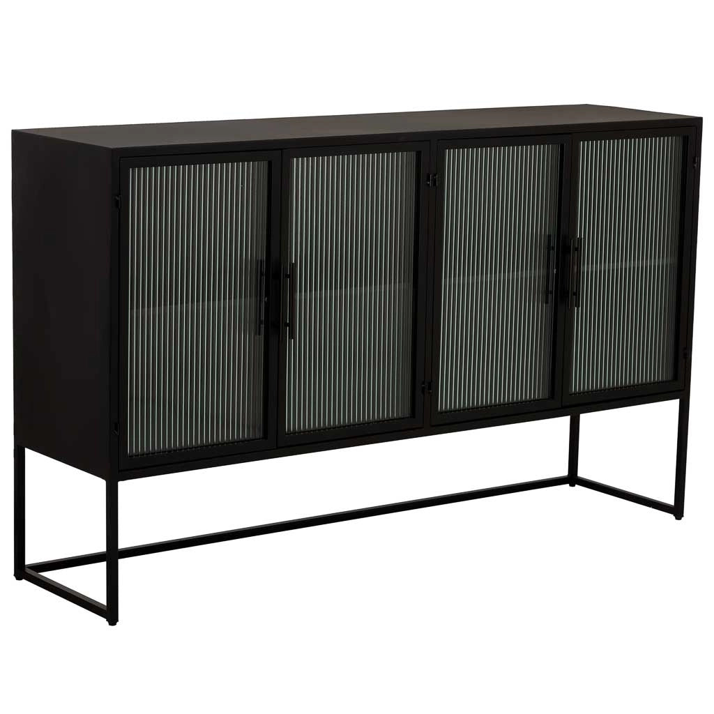 Credenza in metallo nero a 4 ante 150x38,5x90,5h cm