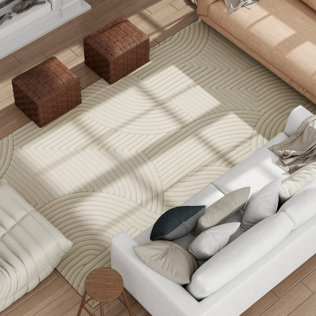 Tappeto Moderno Pelo Corto ¨C Xylo ¨C Crema 160x120 cm Base Antiscivolo