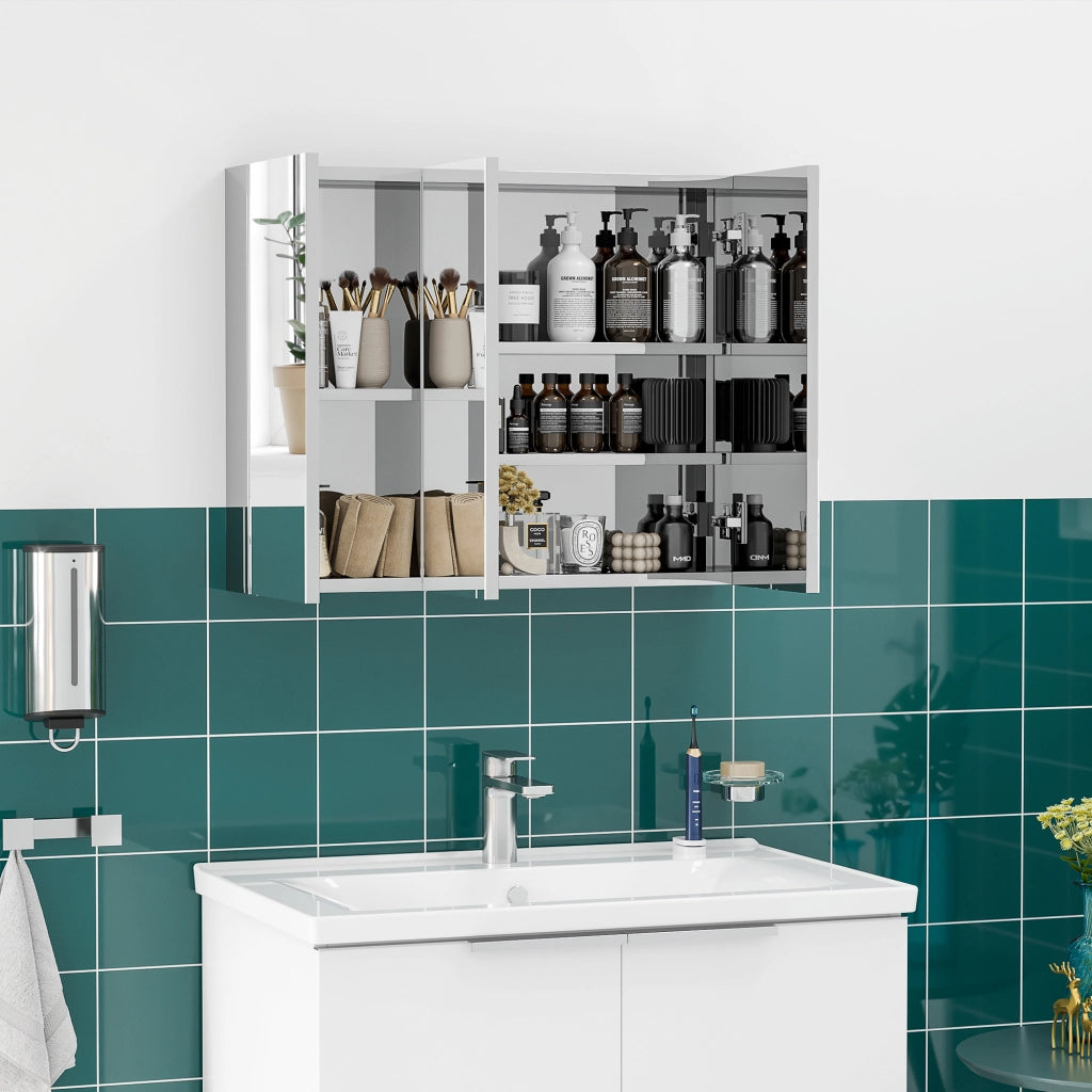 Armadietto Bagno con Specchio ¨C Zephmum ¨C Bianco 70x12x55 cm