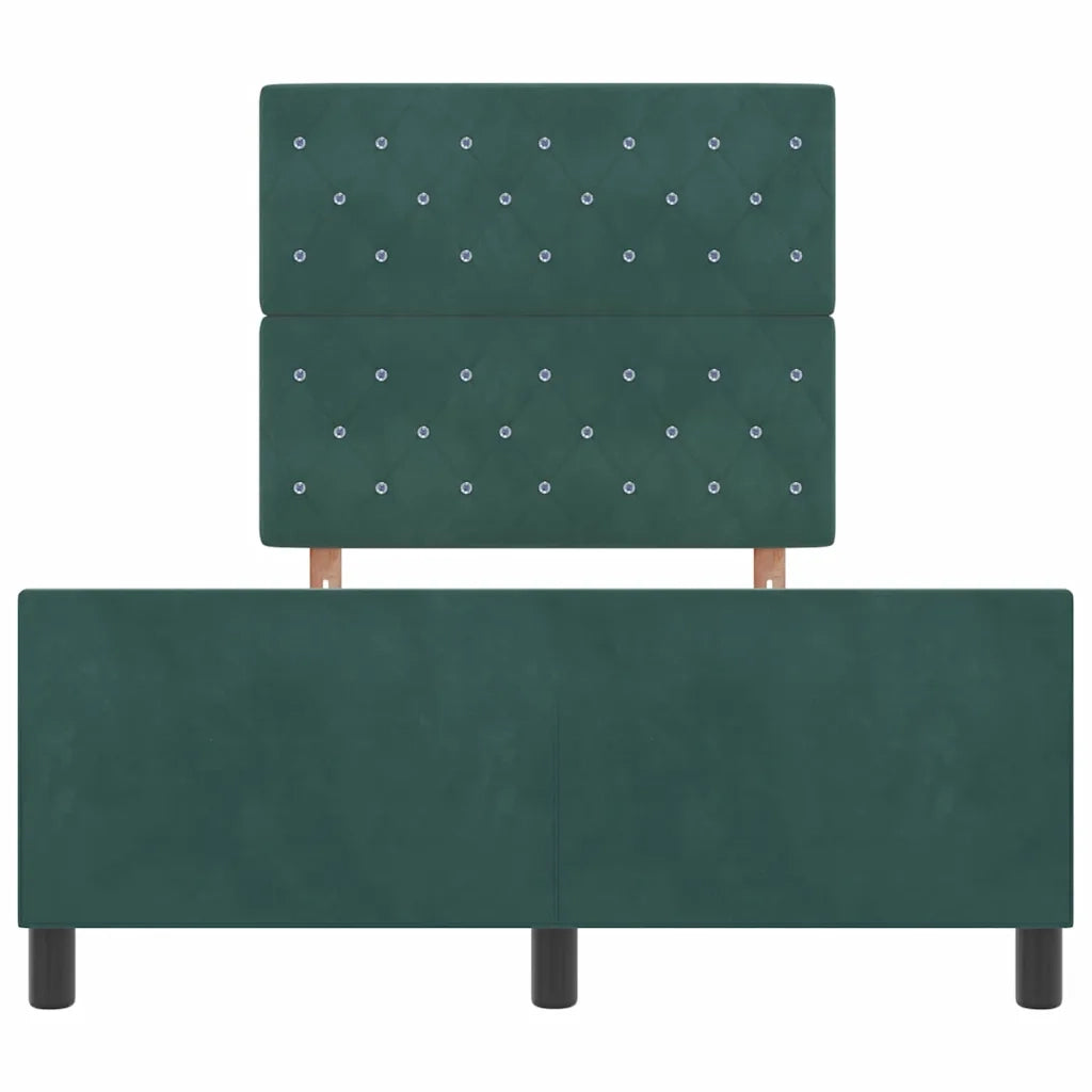 Letto a molle con testiera Verde Scuro 120 x 200 cm Velluto