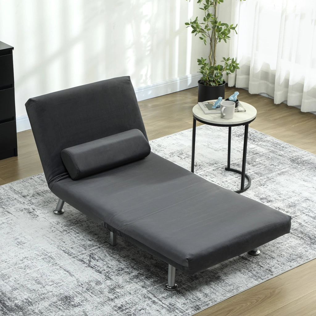 Poltrona Letto Reclinabile ¨C Xylo ¨C Tessuto Velluto Grigio Scuro 75x70x75 cm