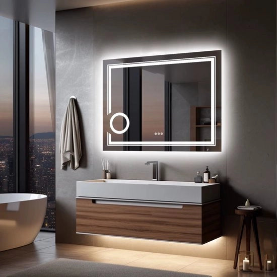 Specchio Bagno LED - Illuminato & Amplificato - Touch Control - 70x90 cm