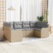 Set Divano da Giardino 6 pcs beige e grigio chiaro Poly Rattan