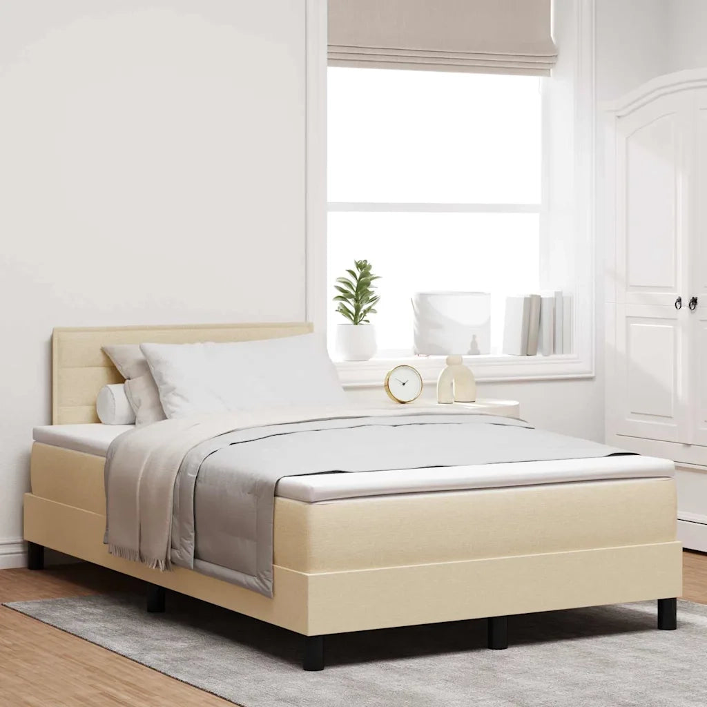 Letto a molle con testiera Crema 120 x 190 cm Tessuto 3338599