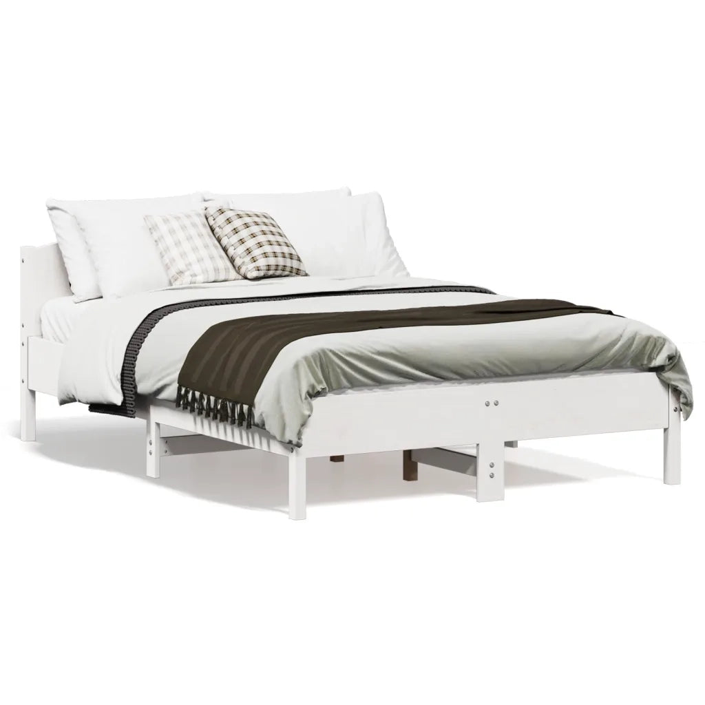 Letto senza Materasso-Struttura Letto Bianco 135x190 cm Legno Massello di Pino 652398