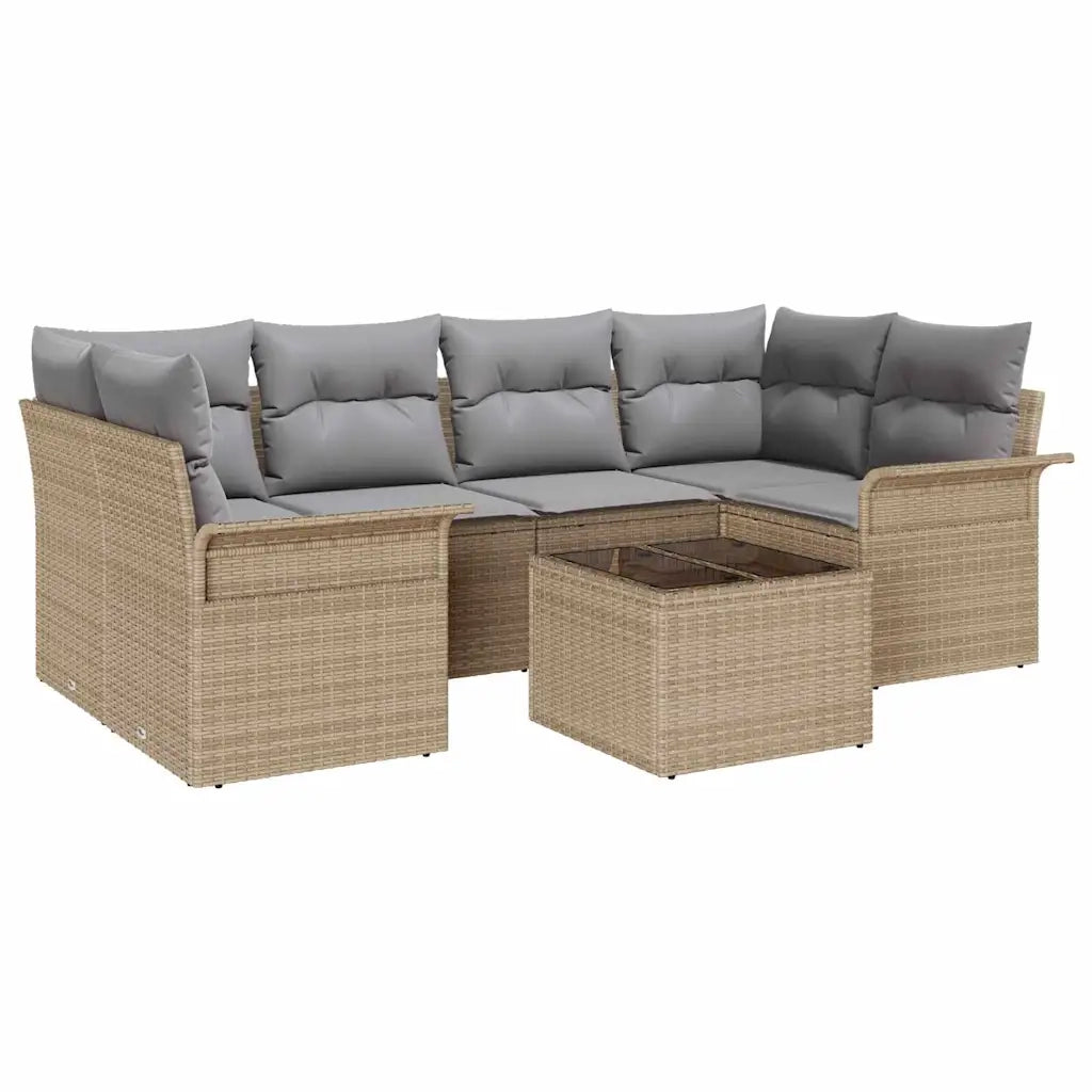 Set Divano da Giardino 7 pcs Beige Poly Rattan 3345260