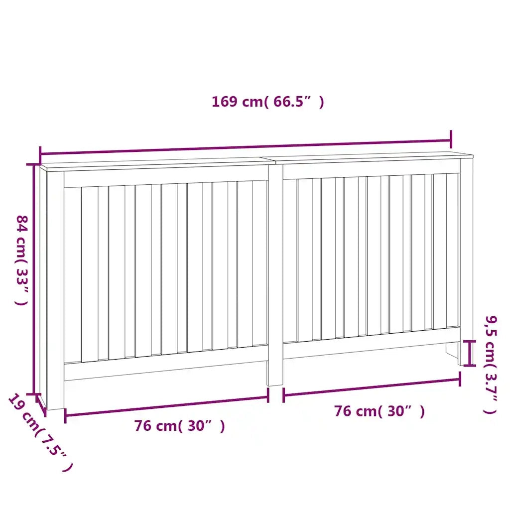 Copertura Termosifone 169x19x84 cm in Legno Massello di Pino CFW8012161