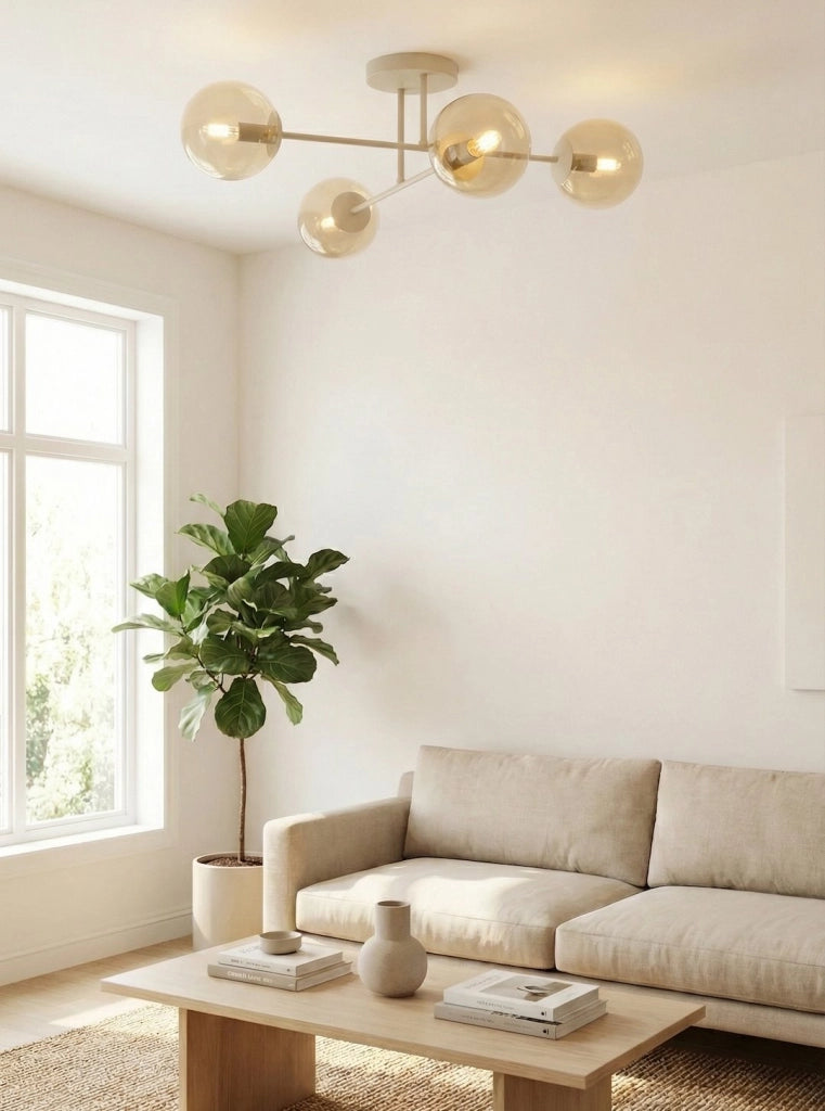 Lampada soffitto ROMA 4xE14 beige vetro Emibig