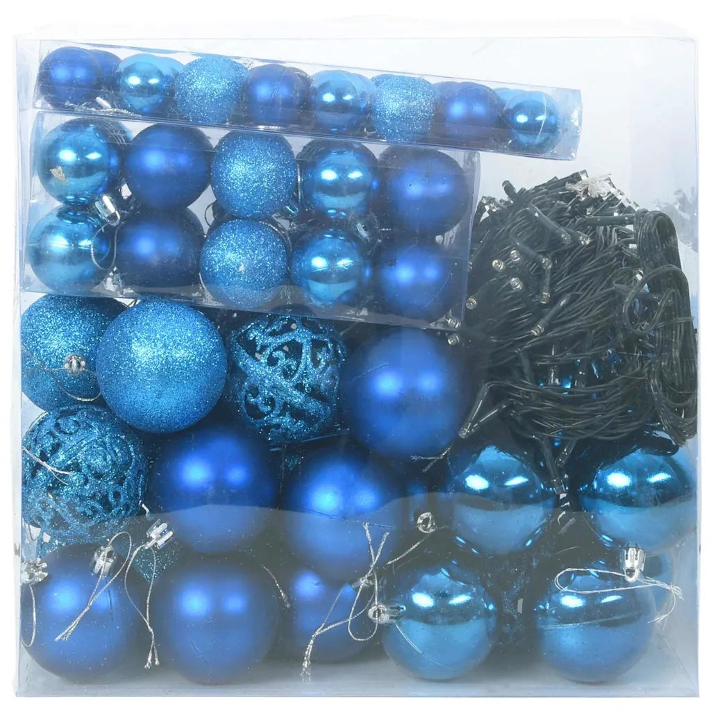 Set di Palle di Natale con 300 LED 120 pz Blu Plastica CFW9953282