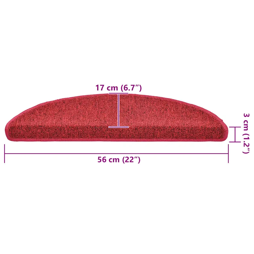 Tappetini per scale 30 pz | Gradini per Scale 56x17x3 cm Rossi semicircolari