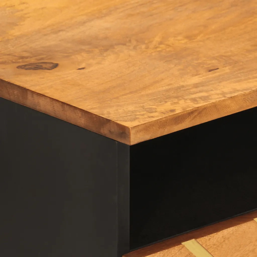 Tavolino da Salotto-Tavolino da soggiorno-Tavolo Marrone e Nero 80x54x40 cm Legno di Mango