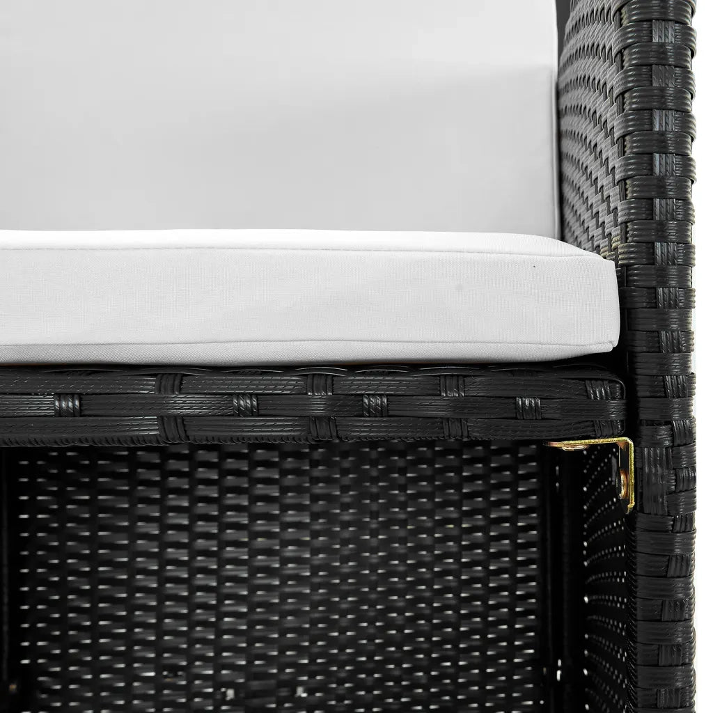 Set da Pranzo da Giardino 13 pz con Cuscini in Polyrattan Nero 42524
