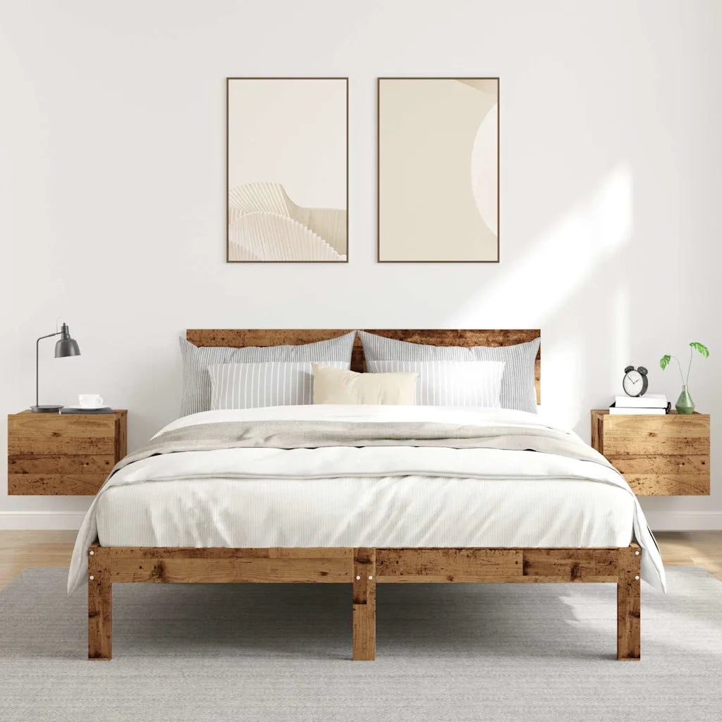 Comodini a Muro 2 pz Legno Antico 40x32x30 cm 855945