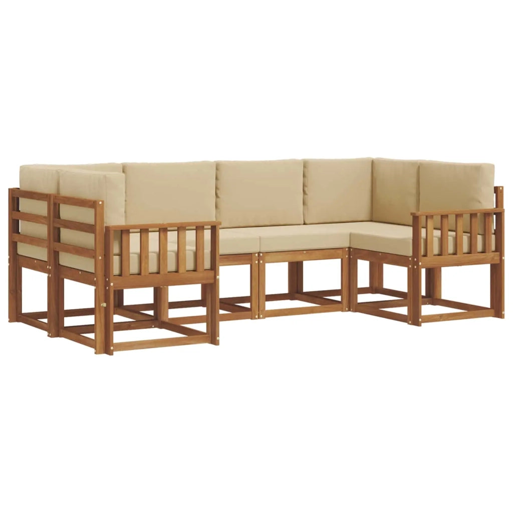 Set di divani da esterno con cuscino 6 pcs Naturale e Beige 3366881