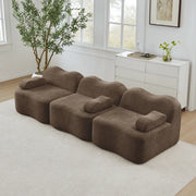 Divano Modulare 3 Posti con Braccioli ¨C MINIMAL ¨C Tessuto Marrone, Morbido, Chaise Longue