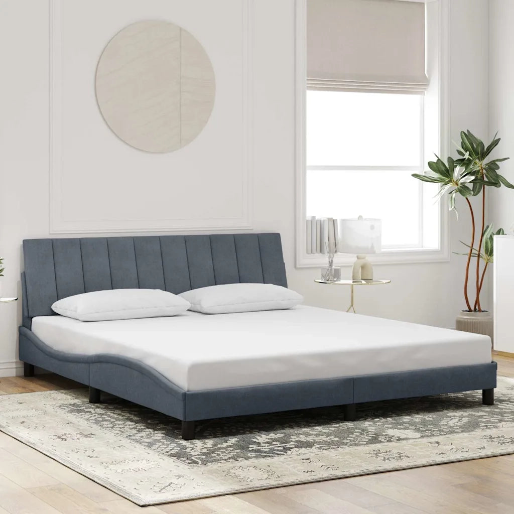 Letto matrimoniale | Letto per adulti | Giroletto senza Materasso Hanko Grigio Scuro 180x200 cm Velluto