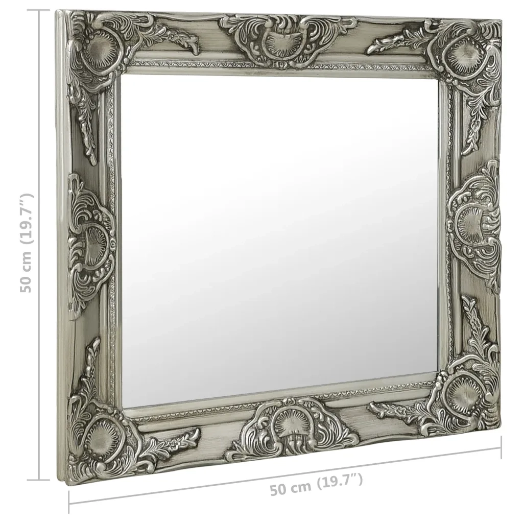 Specchio da Parete Stile Barocco-Specchio a Muro-Specchio Decorativo 50x50 cm Argento