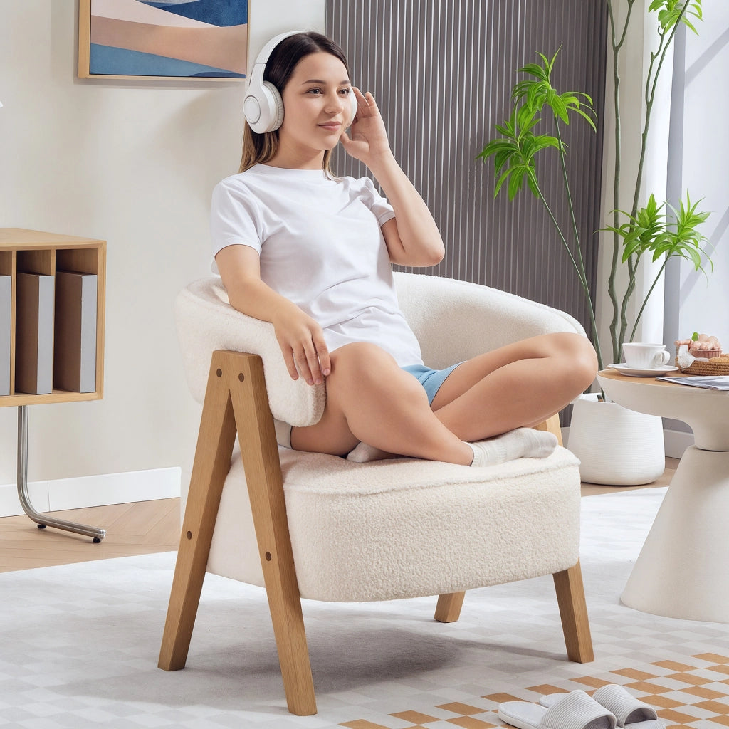 Poltrona relax in tessuto ¨C Minimal ¨C 70x64x71 cm, bianco